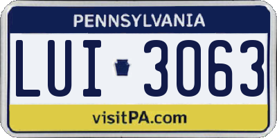 PA license plate LUI3063