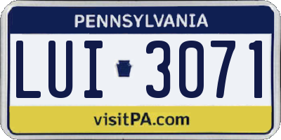 PA license plate LUI3071