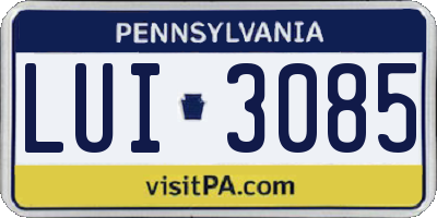 PA license plate LUI3085