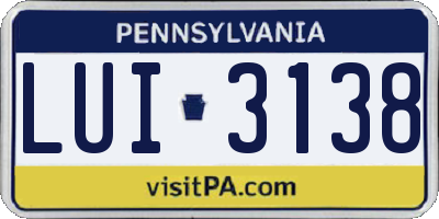 PA license plate LUI3138
