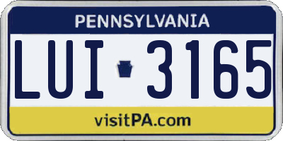 PA license plate LUI3165