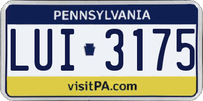 PA license plate LUI3175