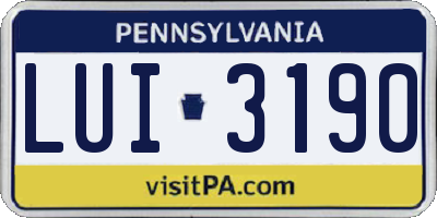 PA license plate LUI3190