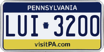 PA license plate LUI3200