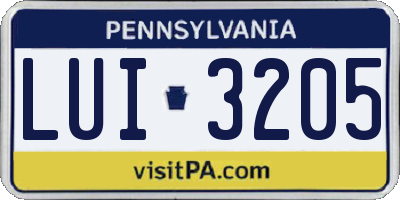 PA license plate LUI3205