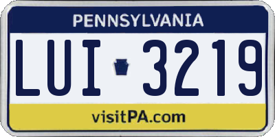 PA license plate LUI3219