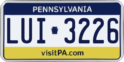 PA license plate LUI3226