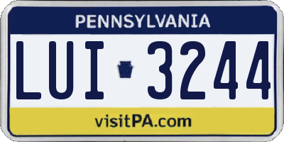 PA license plate LUI3244