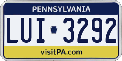 PA license plate LUI3292