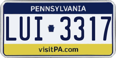PA license plate LUI3317