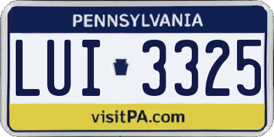 PA license plate LUI3325