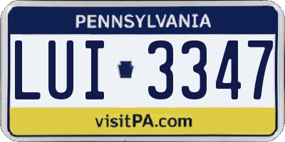 PA license plate LUI3347