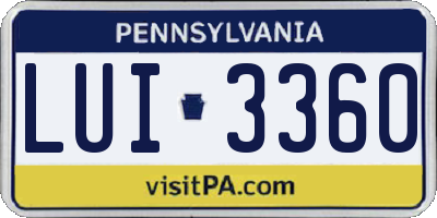 PA license plate LUI3360