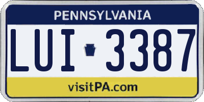 PA license plate LUI3387