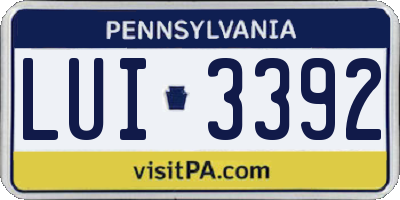 PA license plate LUI3392