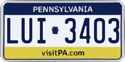 PA license plate LUI3403