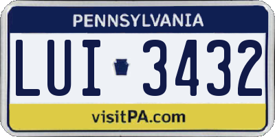PA license plate LUI3432