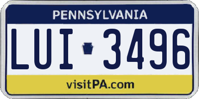 PA license plate LUI3496