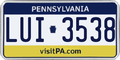 PA license plate LUI3538