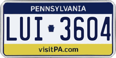 PA license plate LUI3604