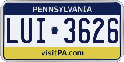 PA license plate LUI3626