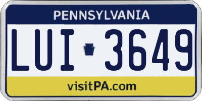 PA license plate LUI3649
