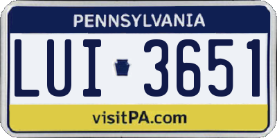 PA license plate LUI3651