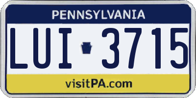 PA license plate LUI3715