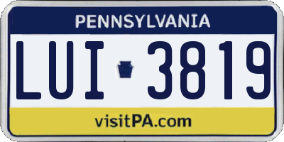 PA license plate LUI3819