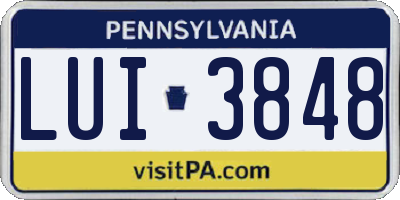 PA license plate LUI3848