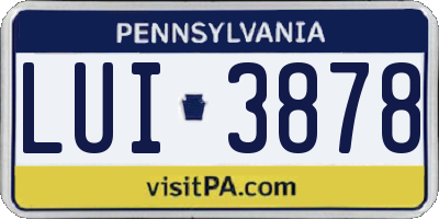 PA license plate LUI3878