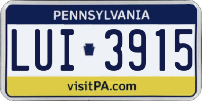 PA license plate LUI3915