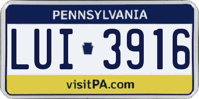 PA license plate LUI3916