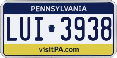 PA license plate LUI3938