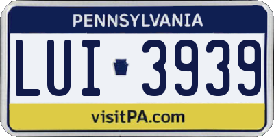PA license plate LUI3939