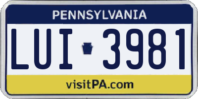 PA license plate LUI3981