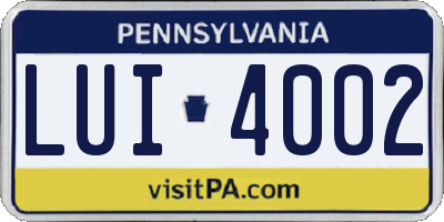 PA license plate LUI4002