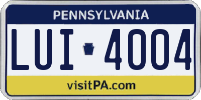 PA license plate LUI4004