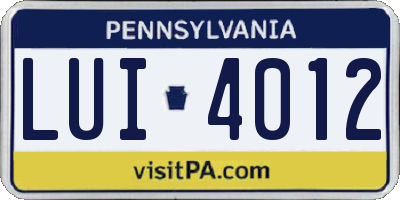 PA license plate LUI4012