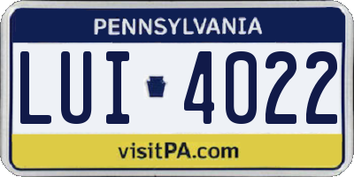 PA license plate LUI4022
