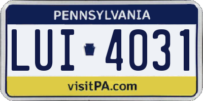 PA license plate LUI4031