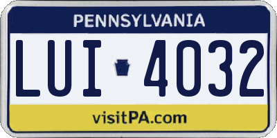 PA license plate LUI4032