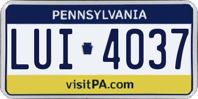 PA license plate LUI4037