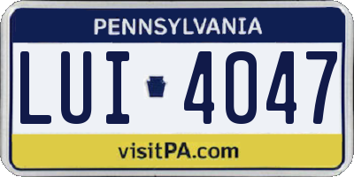 PA license plate LUI4047