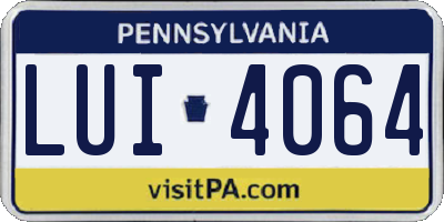 PA license plate LUI4064