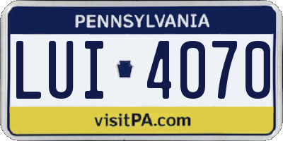PA license plate LUI4070