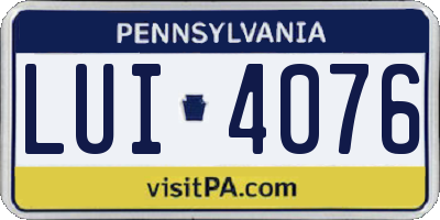 PA license plate LUI4076