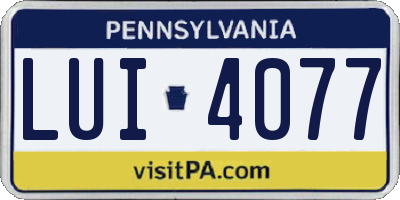 PA license plate LUI4077