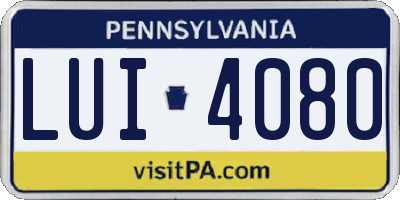 PA license plate LUI4080