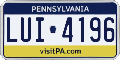 PA license plate LUI4196